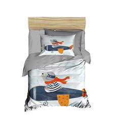 L'essentiel linge de maison Juego de Funda de Edredón PH183 Gris, Blanco y Azul Marino
